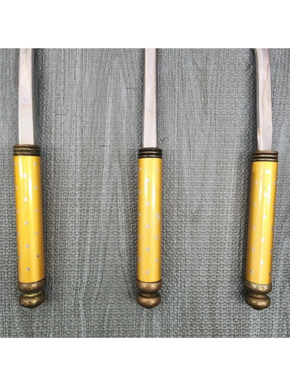 Vintage INOX Rostfrei 5 Piece Set Serving Utensils Stainless Gold Stars Handle